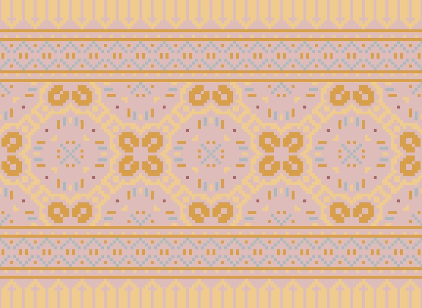 natuur jaargangen kruis steek traditioneel etnisch patroon paisley bloem ikat achtergrond abstract aztec Afrikaanse Indonesisch Indisch naadloos patroon voor kleding stof afdrukken kleding jurk tapijt gordijnen en sarong vector