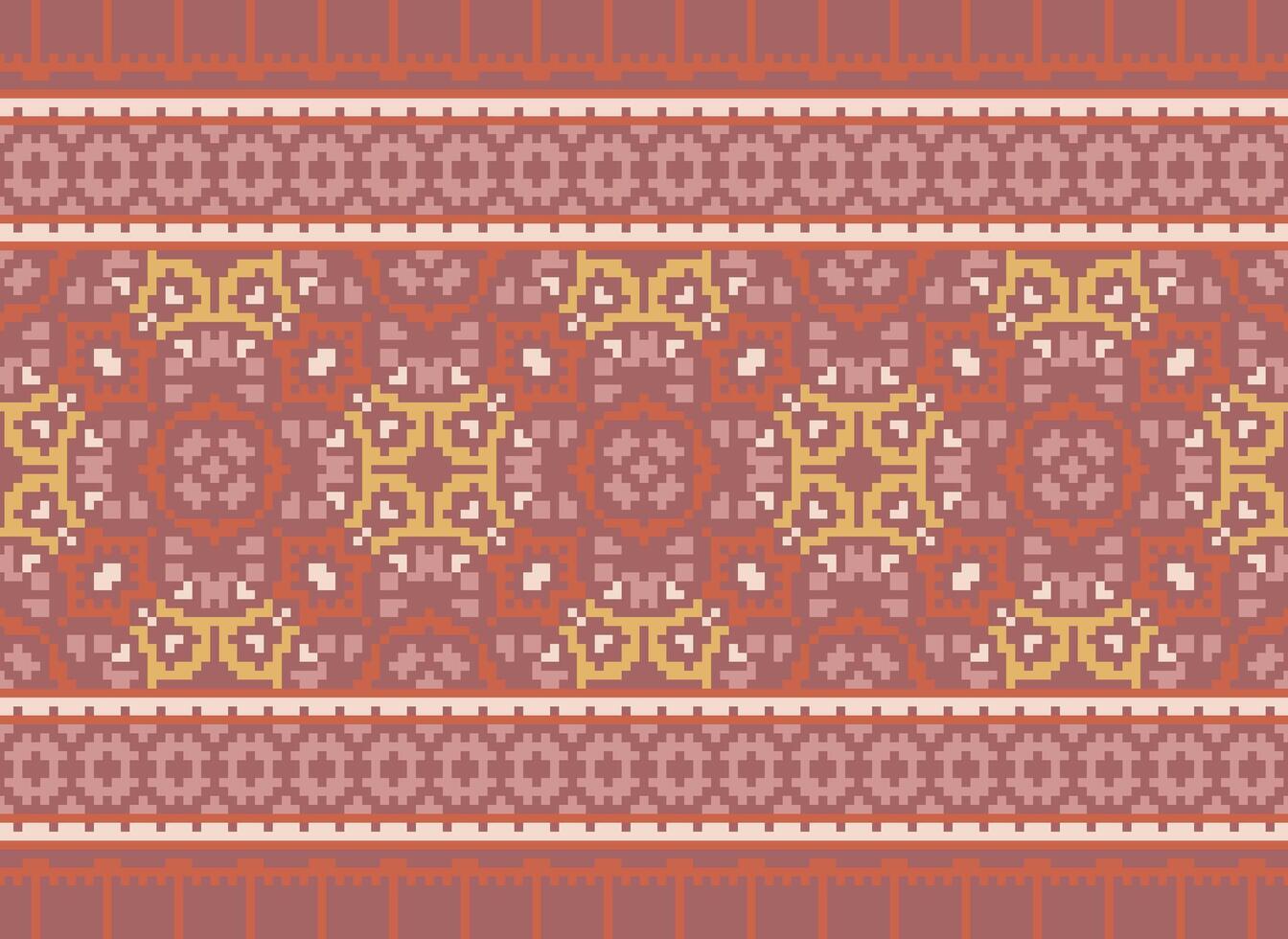 natuur jaargangen kruis steek traditioneel etnisch patroon paisley bloem ikat achtergrond abstract aztec Afrikaanse Indonesisch Indisch naadloos patroon voor kleding stof afdrukken kleding jurk tapijt gordijnen en sarong vector