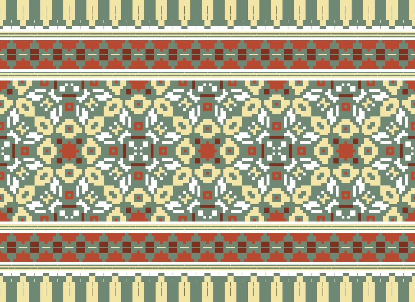 natuur jaargangen kruis steek traditioneel etnisch patroon paisley bloem ikat achtergrond abstract aztec Afrikaanse Indonesisch Indisch naadloos patroon voor kleding stof afdrukken kleding jurk tapijt gordijnen en sarong vector