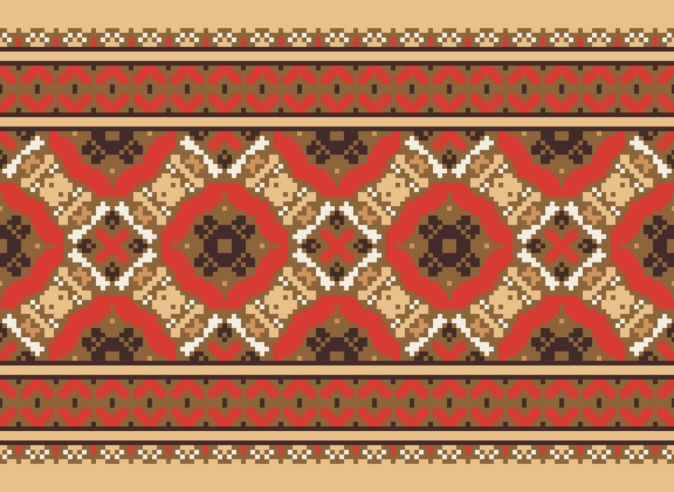 natuur jaargangen kruis steek traditioneel etnisch patroon paisley bloem ikat achtergrond abstract aztec Afrikaanse Indonesisch Indisch naadloos patroon voor kleding stof afdrukken kleding jurk tapijt gordijnen en sarong vector