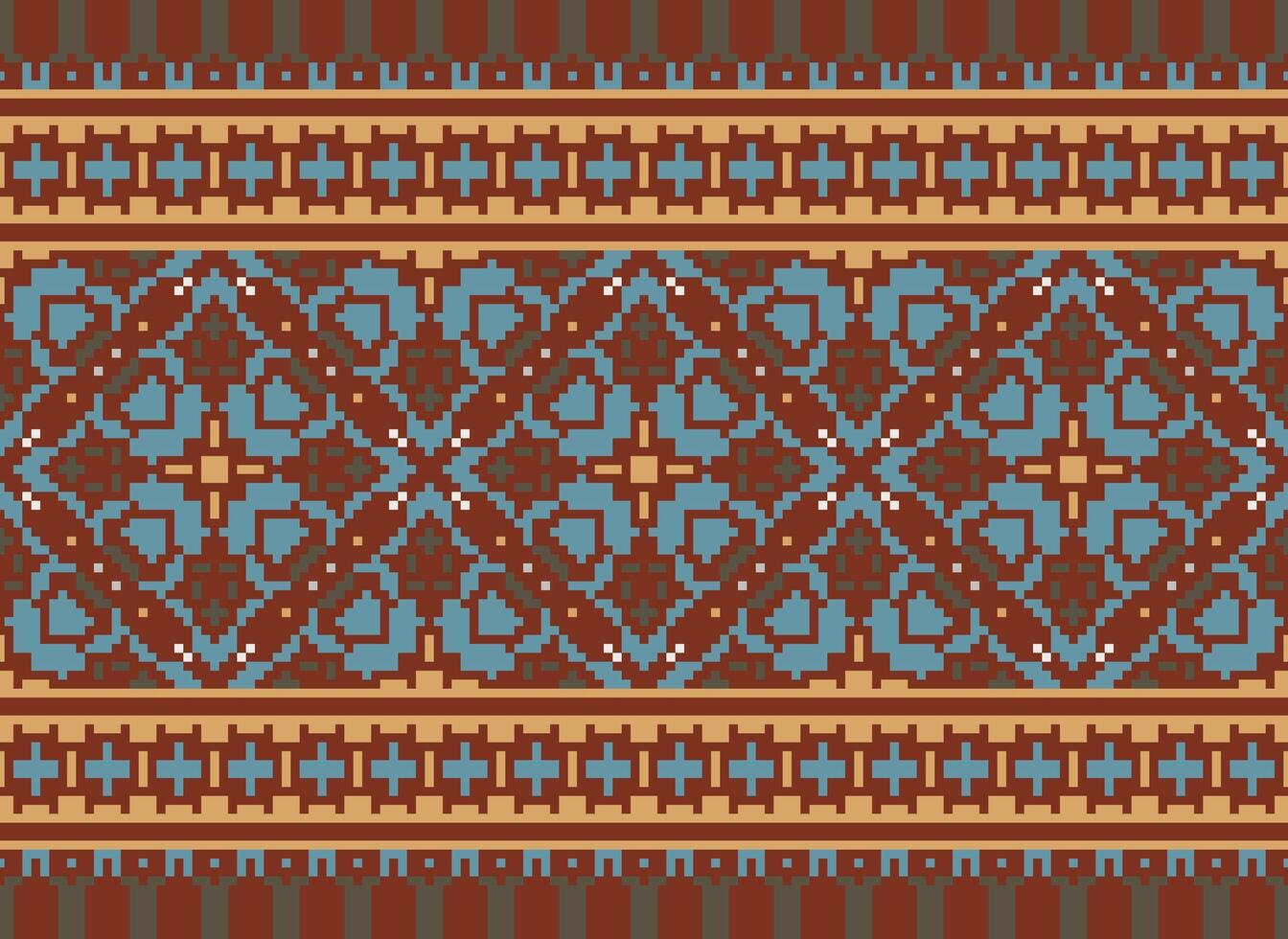 pixel jaargangen kruis steek traditioneel etnisch patroon paisley bloem ikat achtergrond abstract aztec Afrikaanse Indonesisch Indisch naadloos patroon voor kleding stof afdrukken kleding jurk tapijt gordijnen en sarong vector