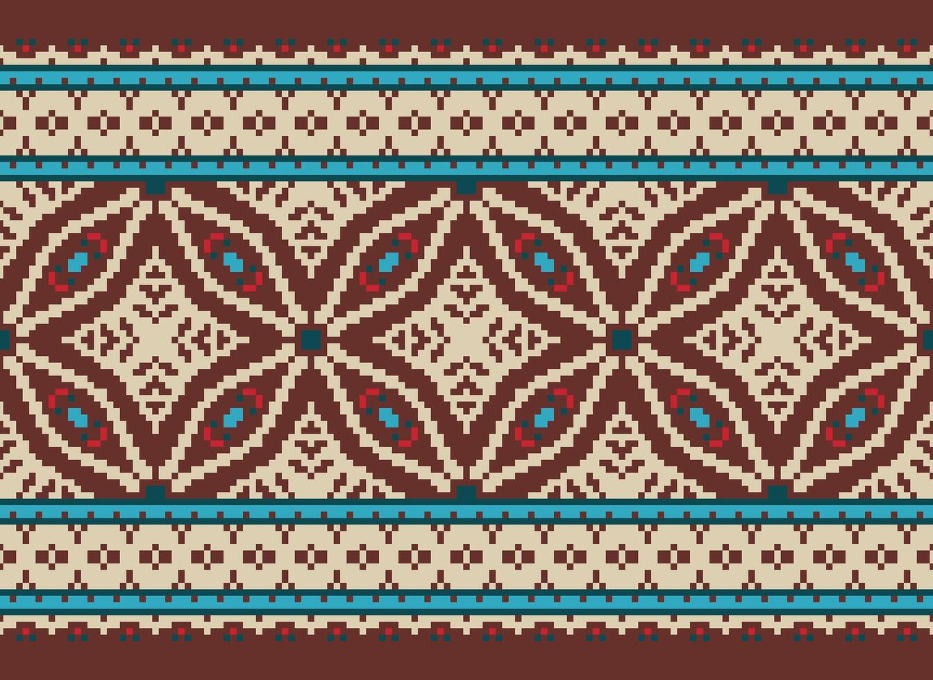 pixel jaargangen kruis steek traditioneel etnisch patroon paisley bloem ikat achtergrond abstract aztec Afrikaanse Indonesisch Indisch naadloos patroon voor kleding stof afdrukken kleding jurk tapijt gordijnen en sarong vector