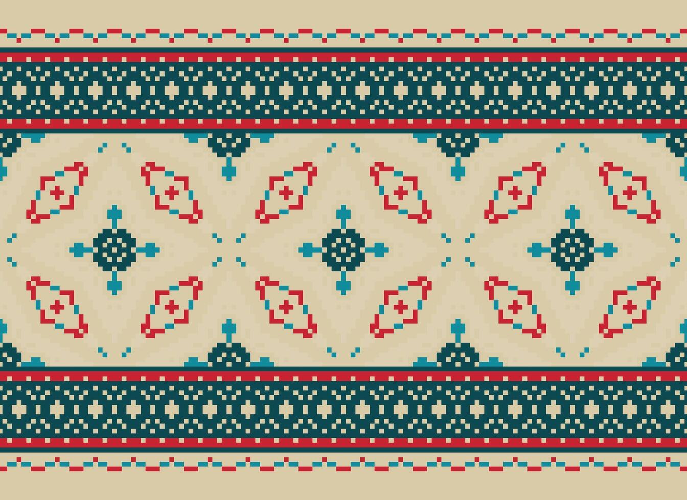 pixel jaargangen kruis steek traditioneel etnisch patroon paisley bloem ikat achtergrond abstract aztec Afrikaanse Indonesisch Indisch naadloos patroon voor kleding stof afdrukken kleding jurk tapijt gordijnen en sarong vector