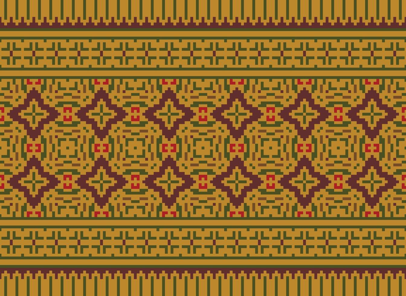 pixel jaargangen kruis steek traditioneel etnisch patroon paisley bloem ikat achtergrond abstract aztec Afrikaanse Indonesisch Indisch naadloos patroon voor kleding stof afdrukken kleding jurk tapijt gordijnen en sarong vector