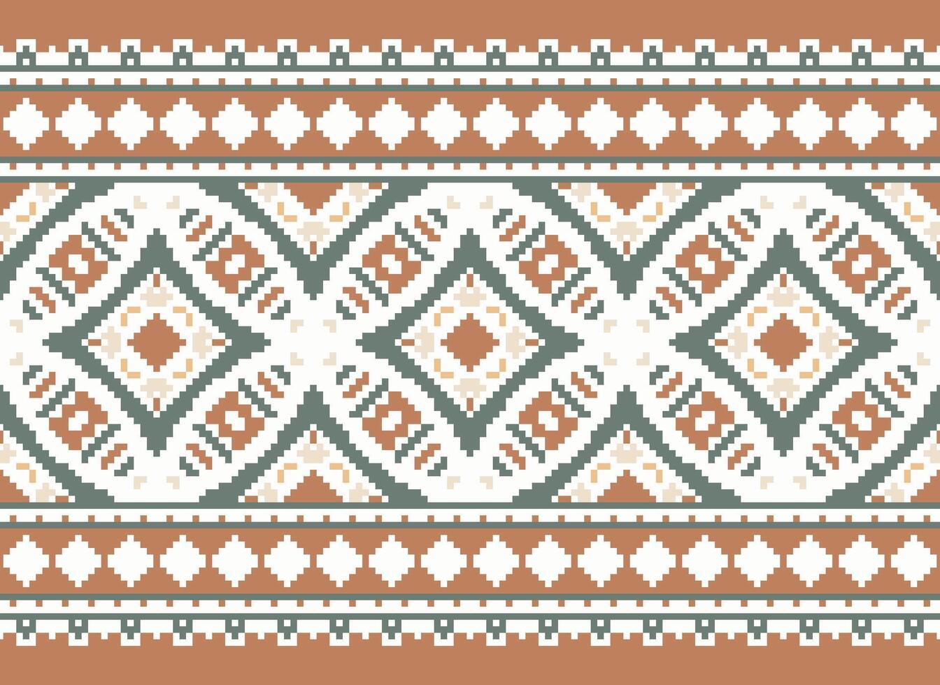 pixel kruis steek traditioneel etnisch patroon paisley bloem ikat achtergrond abstract aztec Afrikaanse Indonesisch Indisch naadloos patroon voor kleding stof afdrukken kleding jurk tapijt gordijnen en sarong vector