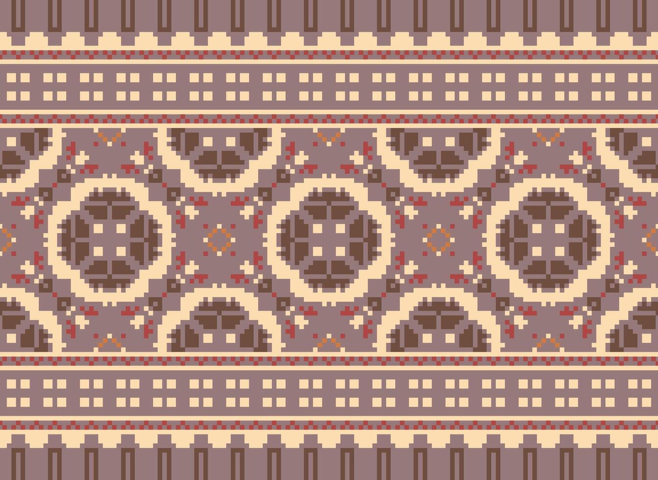 pixel kruis steek traditioneel etnisch patroon paisley bloem ikat achtergrond abstract aztec Afrikaanse Indonesisch Indisch naadloos patroon voor kleding stof afdrukken kleding jurk tapijt gordijnen en sarong vector