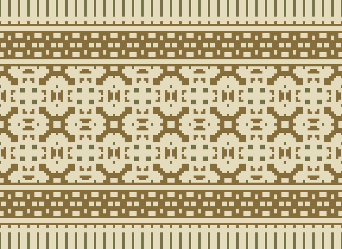 pixel kruis steek traditioneel etnisch patroon paisley bloem ikat achtergrond abstract aztec Afrikaanse Indonesisch Indisch naadloos patroon voor kleding stof afdrukken kleding jurk tapijt gordijnen en sarong vector