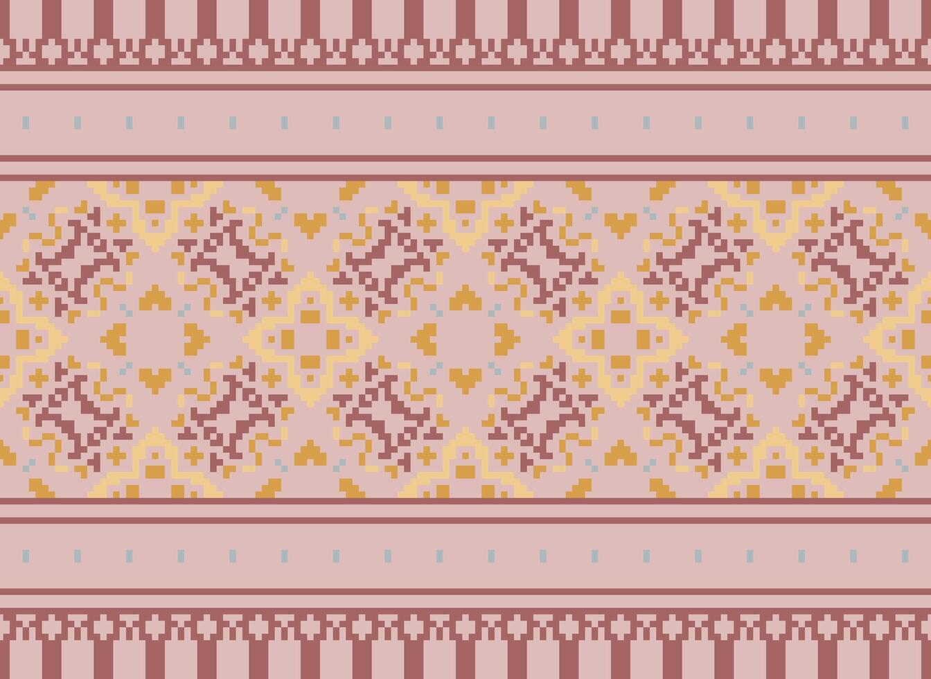 pixel kruis steek traditioneel etnisch patroon paisley bloem ikat achtergrond abstract aztec Afrikaanse Indonesisch Indisch naadloos patroon voor kleding stof afdrukken kleding jurk tapijt gordijnen en sarong vector