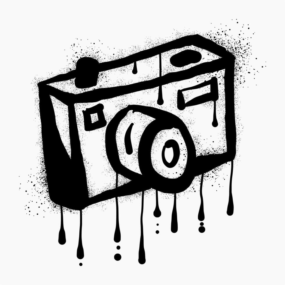 camera graffiti getrokken met zwart verstuiven verf vector