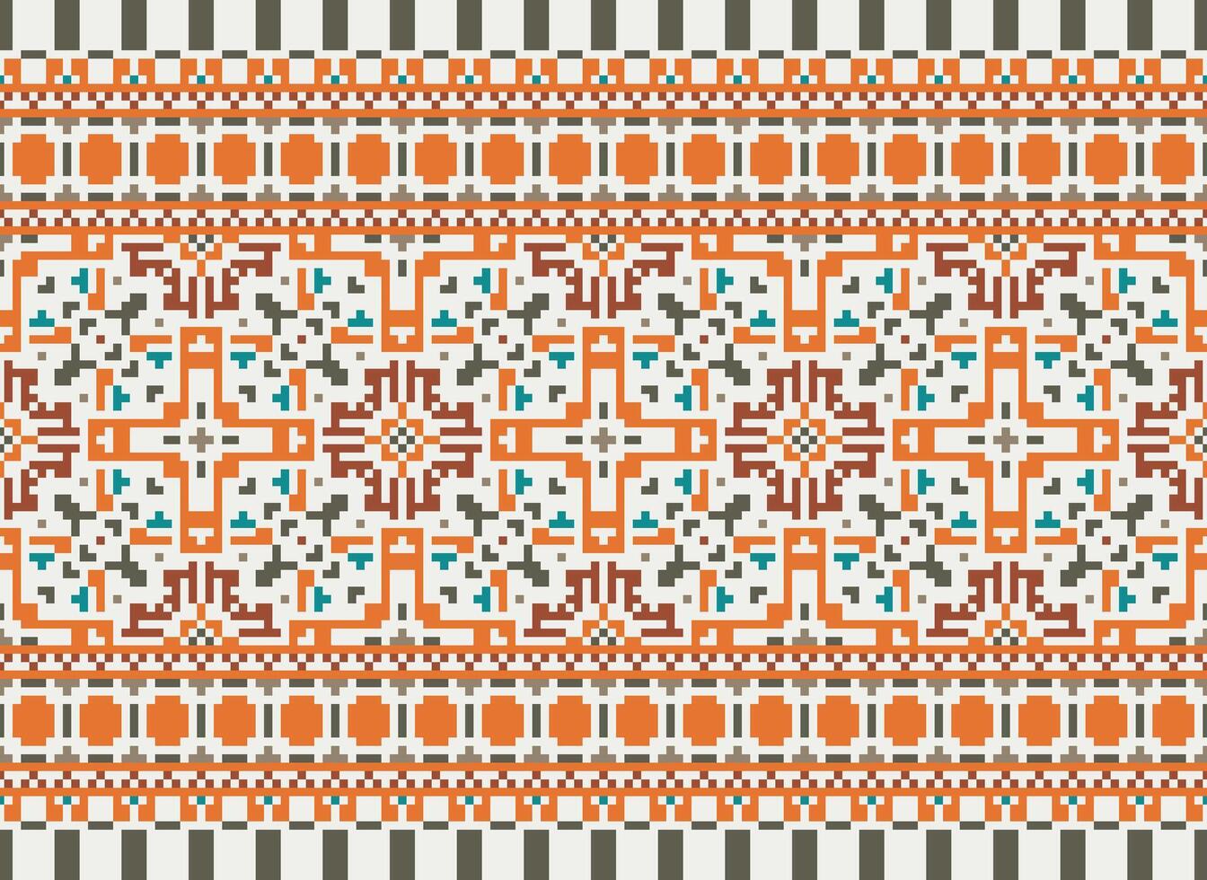 pixel etnisch patroon vector achtergrond. naadloos patroon traditioneel, ontwerp voor achtergrond, behang, batik, kleding stof, tapijt, kleding, inpakken, en textiel.etnisch patroon vector illustratie.