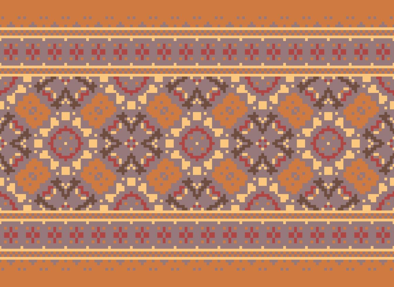 pixel kruis steek traditioneel etnisch patroon paisley bloem ikat achtergrond abstract aztec Afrikaanse Indonesisch Indisch naadloos patroon voor kleding stof afdrukken kleding jurk tapijt gordijnen en sarong vector