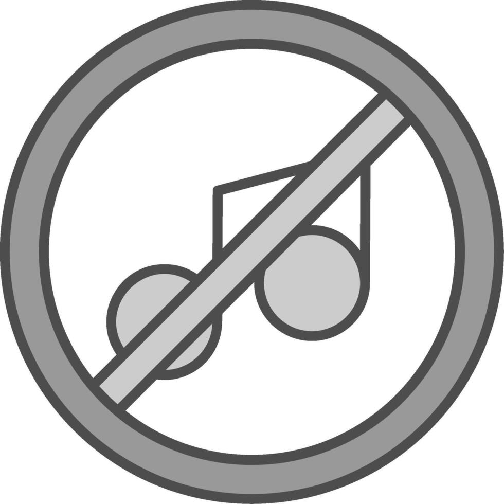 Nee muziek- lijn gevulde grijswaarden icoon vector
