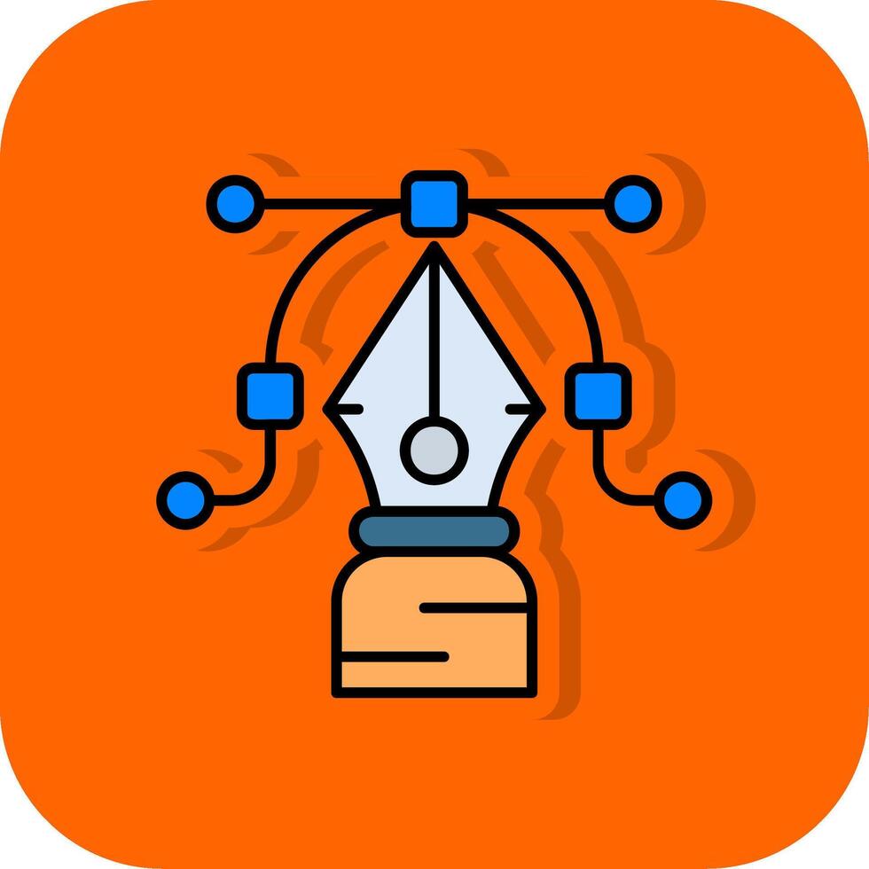 pen gereedschap gevulde oranje achtergrond icoon vector