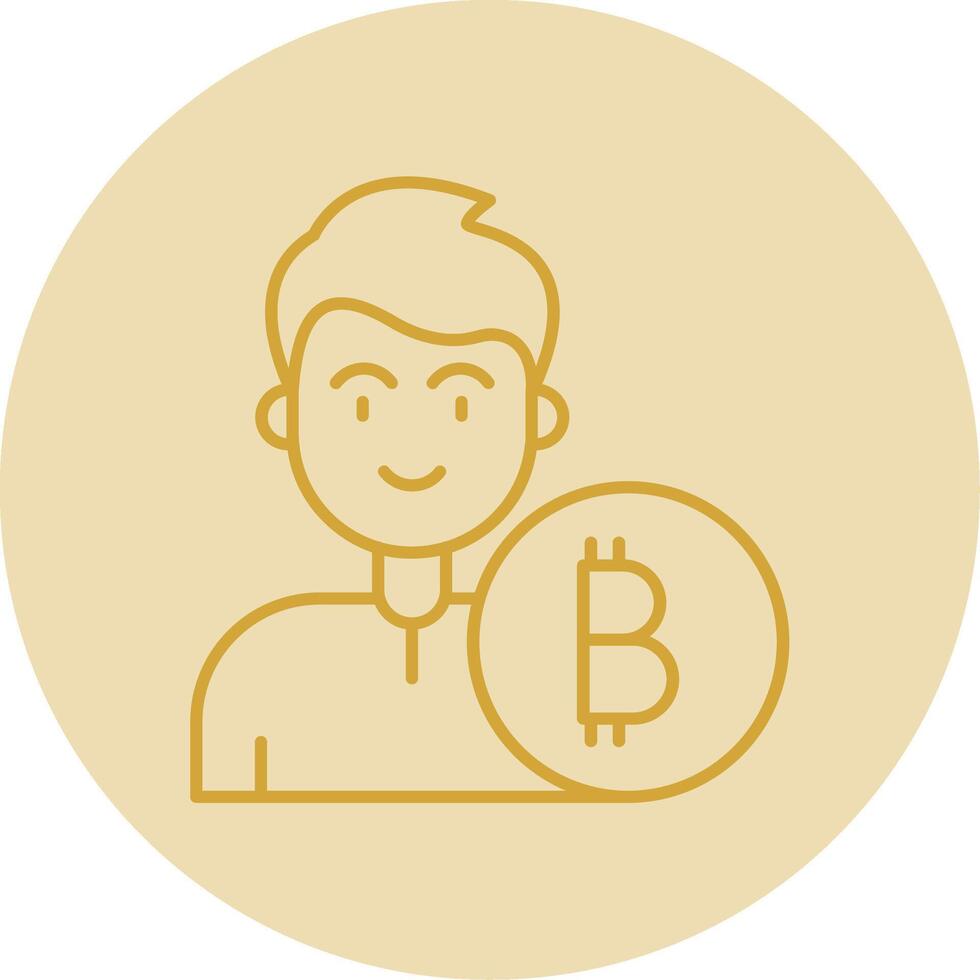 bitcoin lijn geel cirkel icoon vector