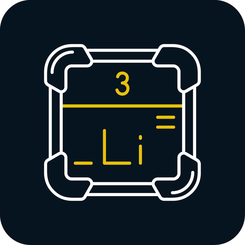 lithium lijn geel wit icoon vector