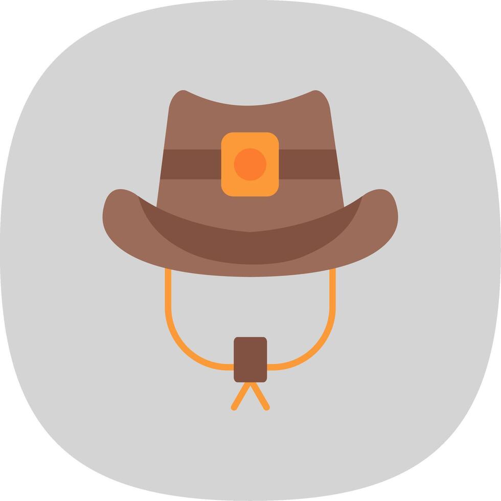 cowboy hoed vlak kromme icoon vector