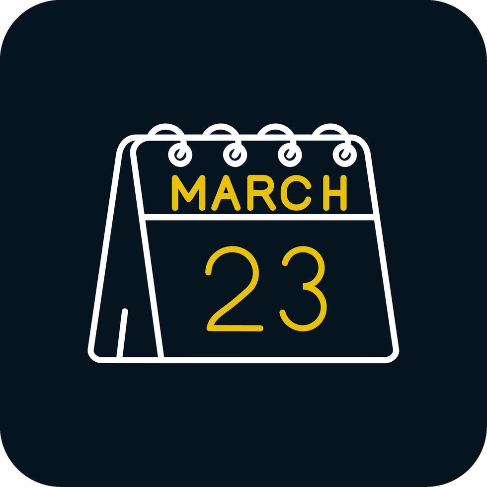 23e van maart lijn geel wit icoon vector