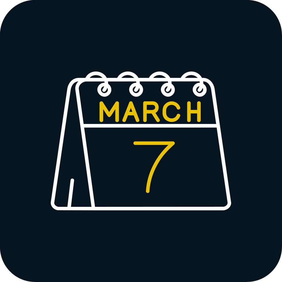7e van maart lijn geel wit icoon vector
