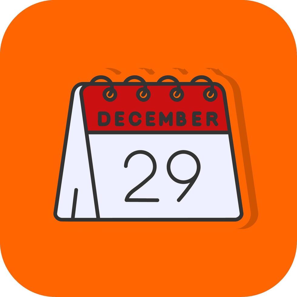 29e van december gevulde oranje achtergrond icoon vector