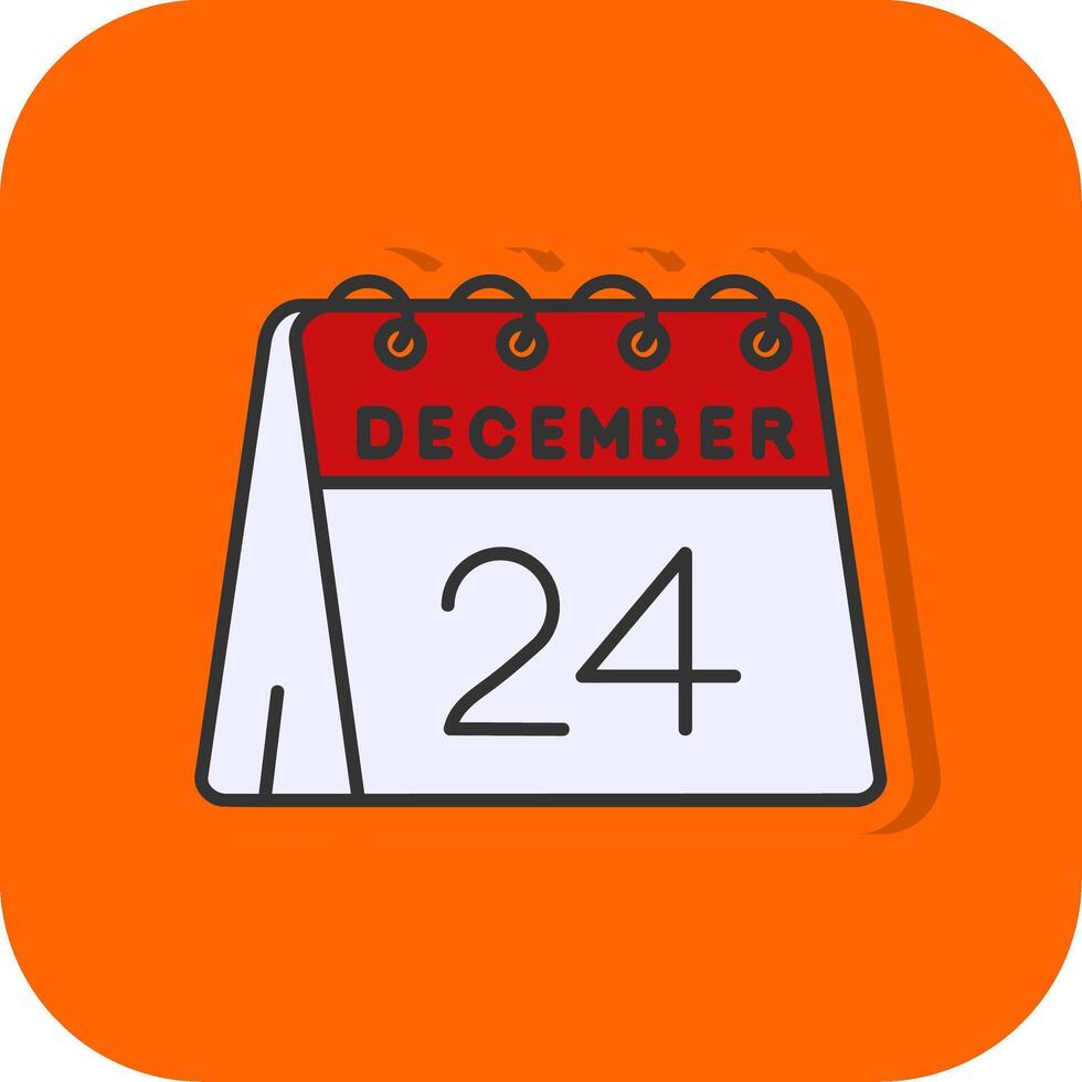 24e van december gevulde oranje achtergrond icoon vector