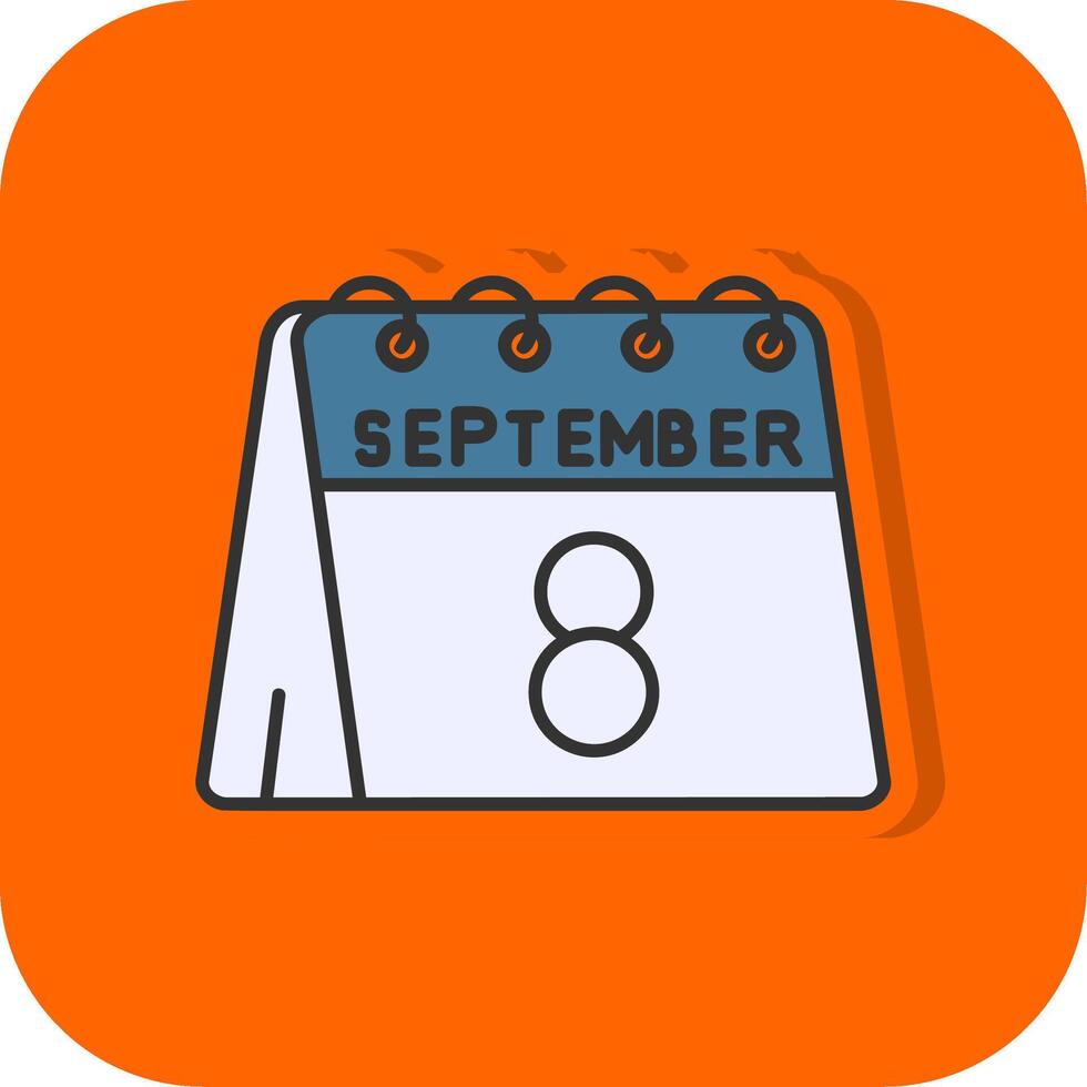 8e van september gevulde oranje achtergrond icoon vector