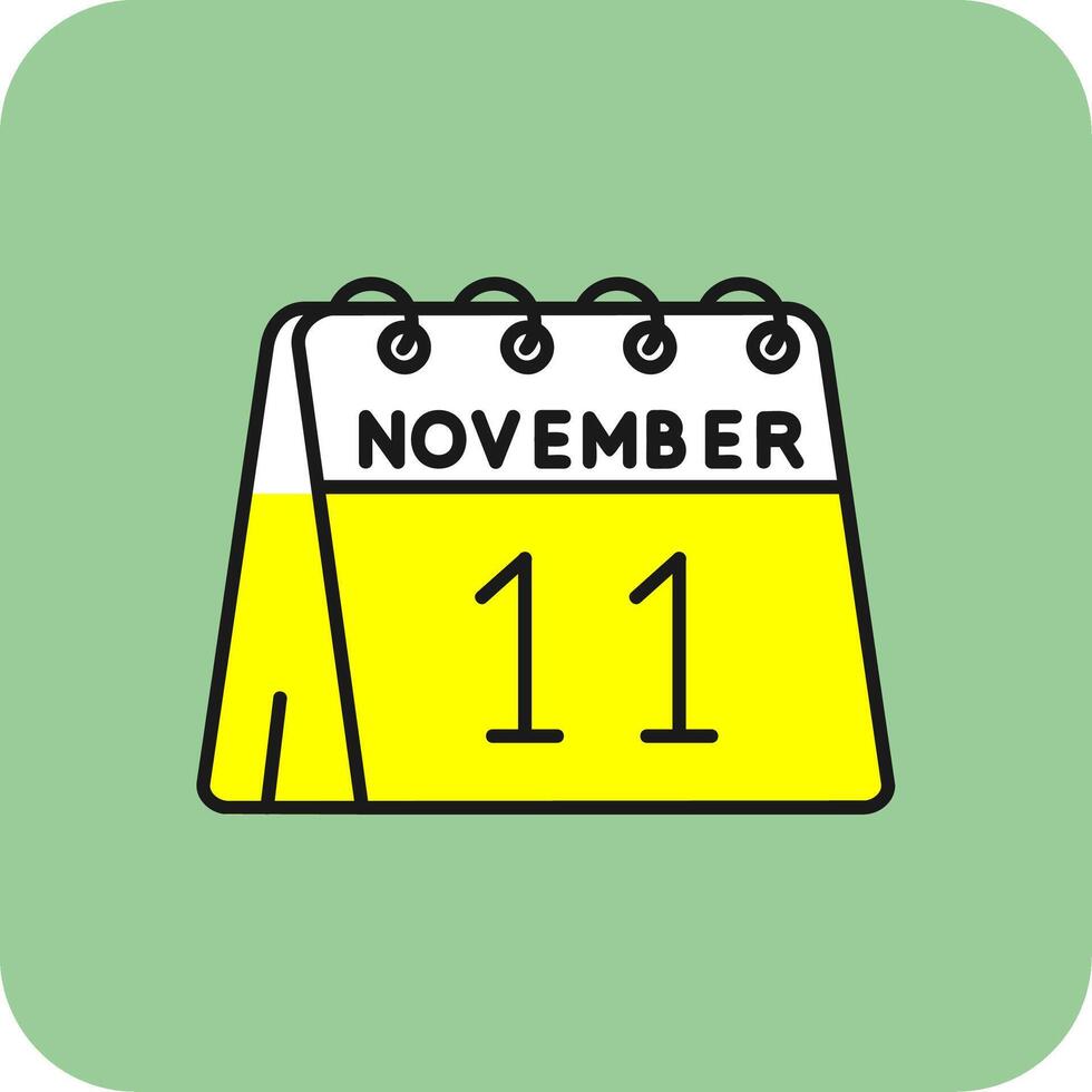 11e van november gevulde geel icoon vector