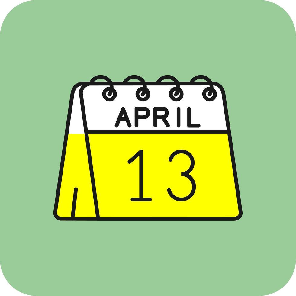 13e van april gevulde geel icoon vector