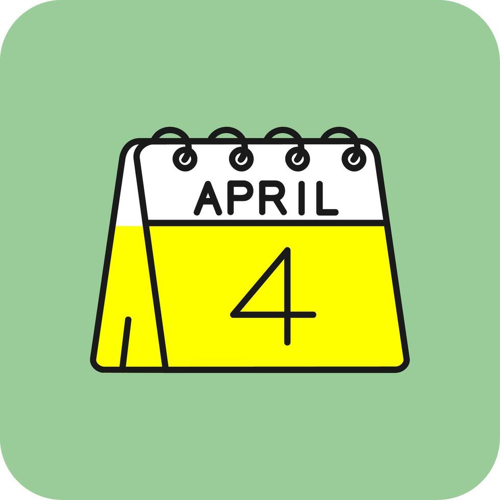 4e van april gevulde geel icoon vector