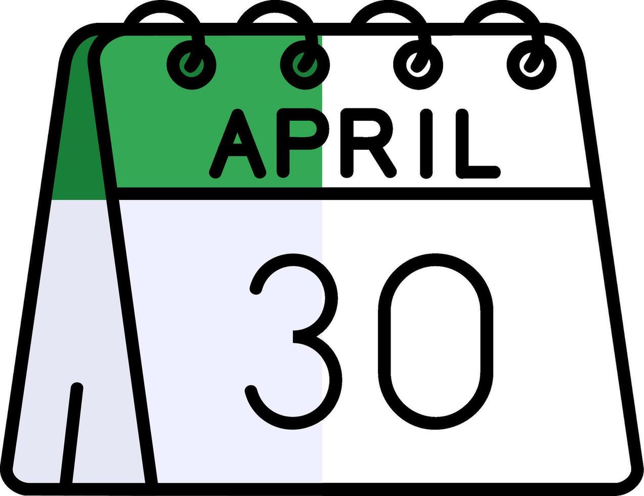 30e van april gevulde voor de helft besnoeiing icoon vector