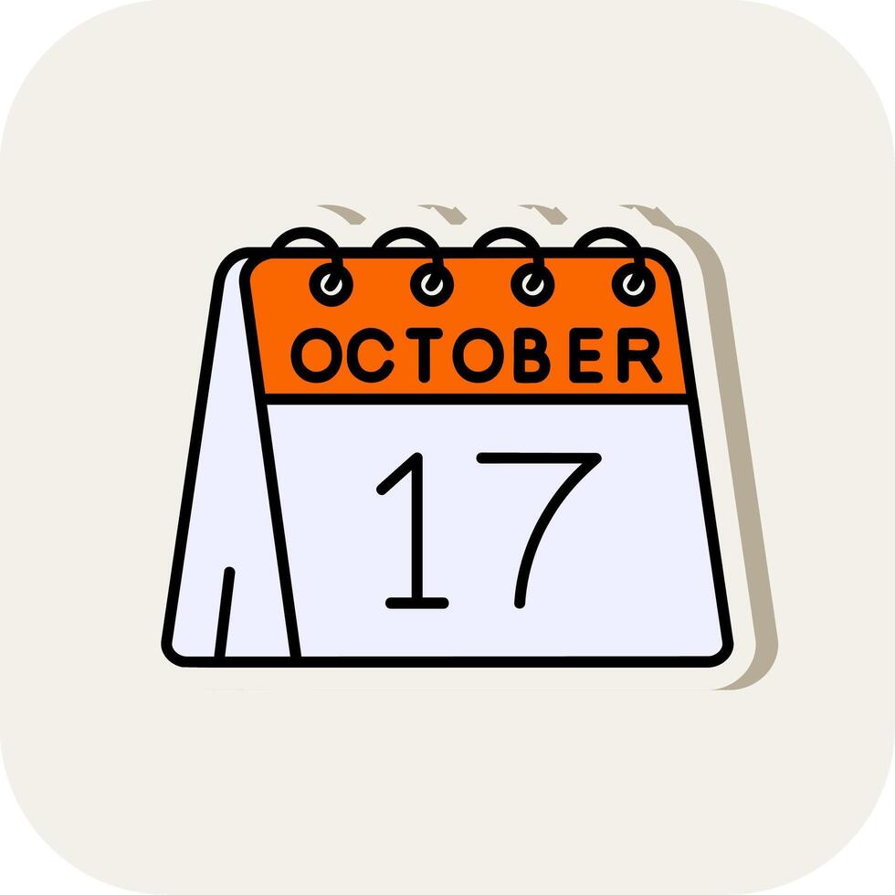 17e van oktober lijn gevulde wit schaduw icoon vector