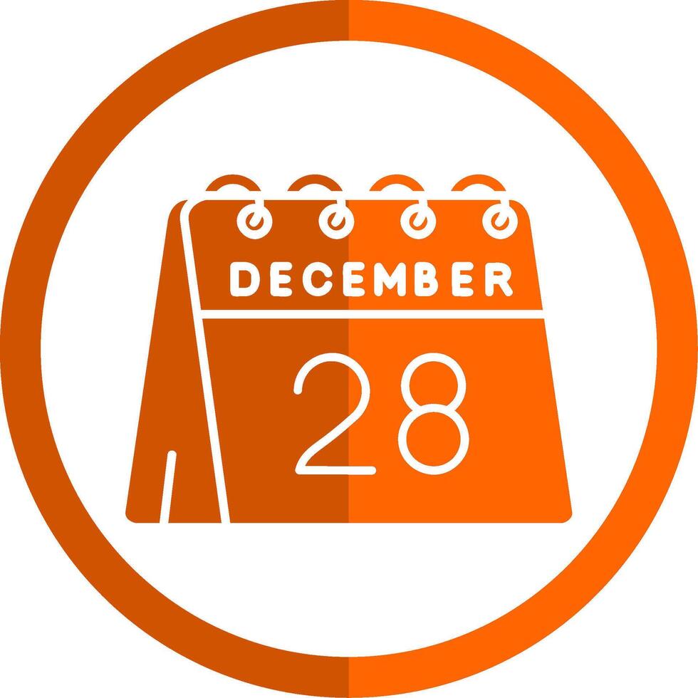 28e van december glyph oranje cirkel icoon vector