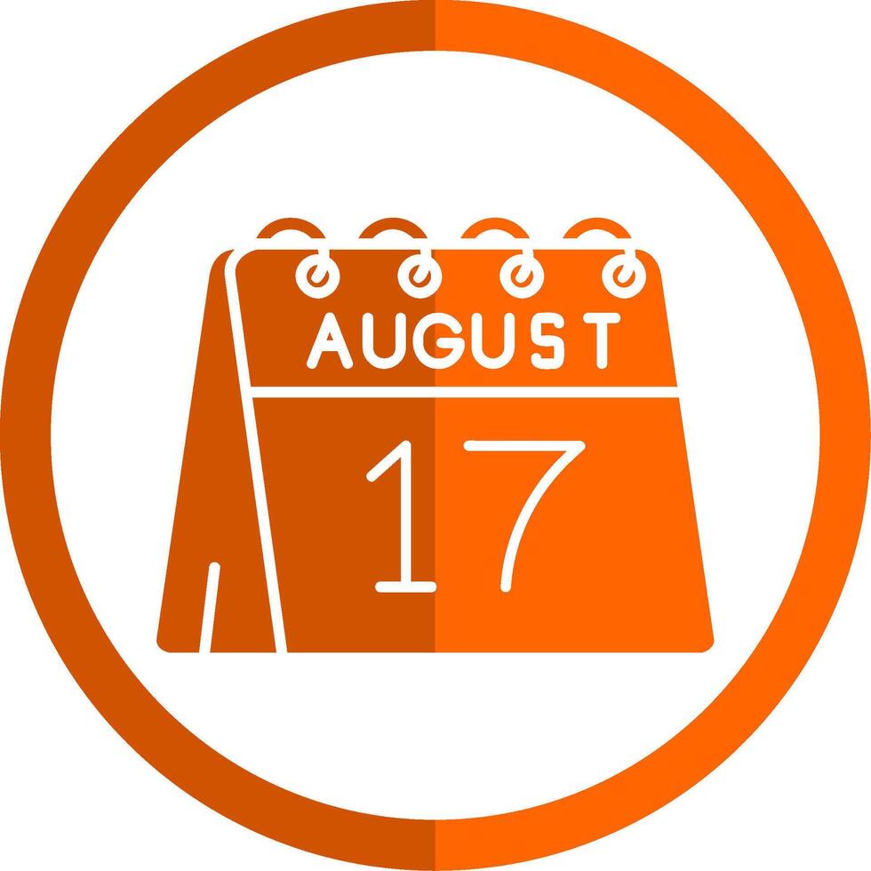 17e van augustus glyph oranje cirkel icoon vector