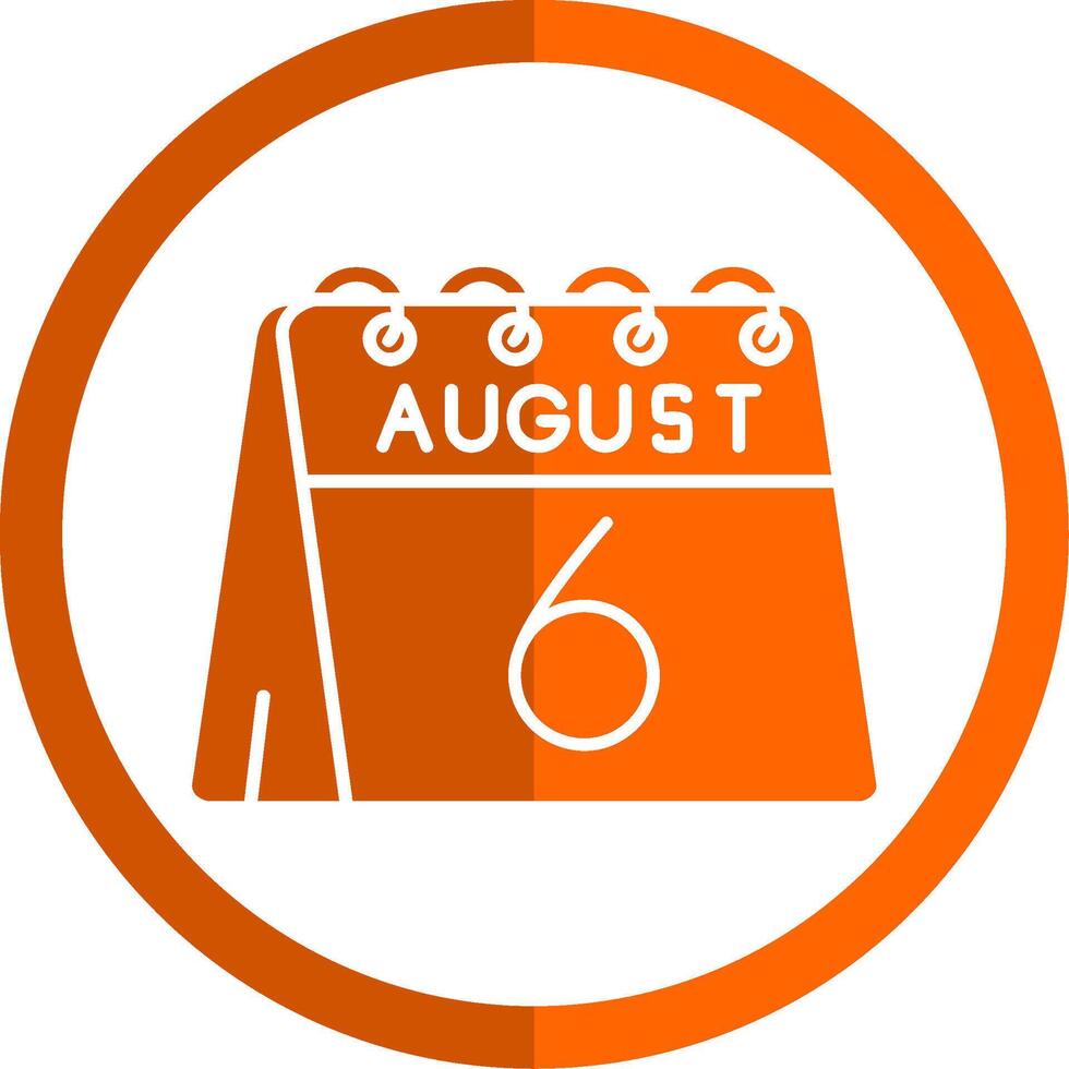 6e van augustus glyph oranje cirkel icoon vector