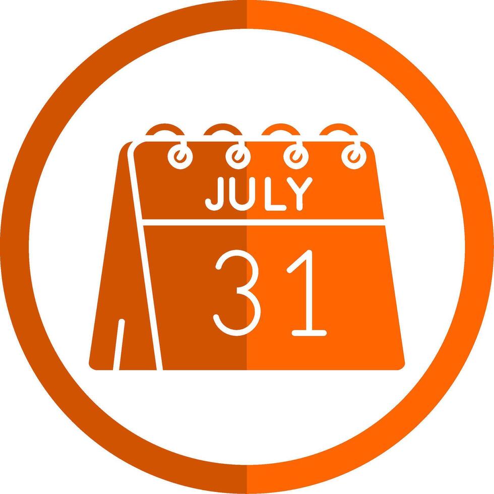 31e van juli glyph oranje cirkel icoon vector