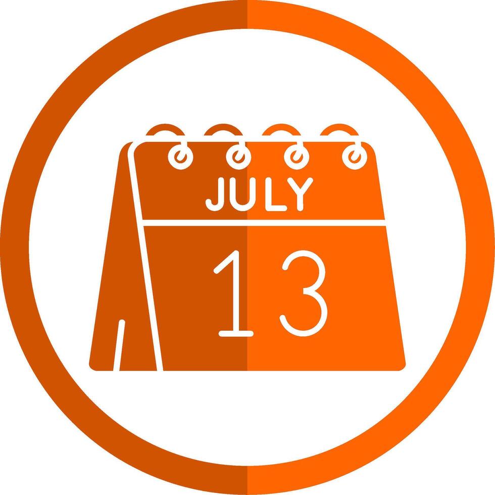 13e van juli glyph oranje cirkel icoon vector