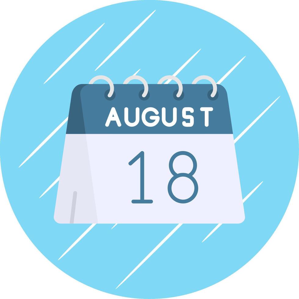 18e van augustus vlak blauw cirkel icoon vector