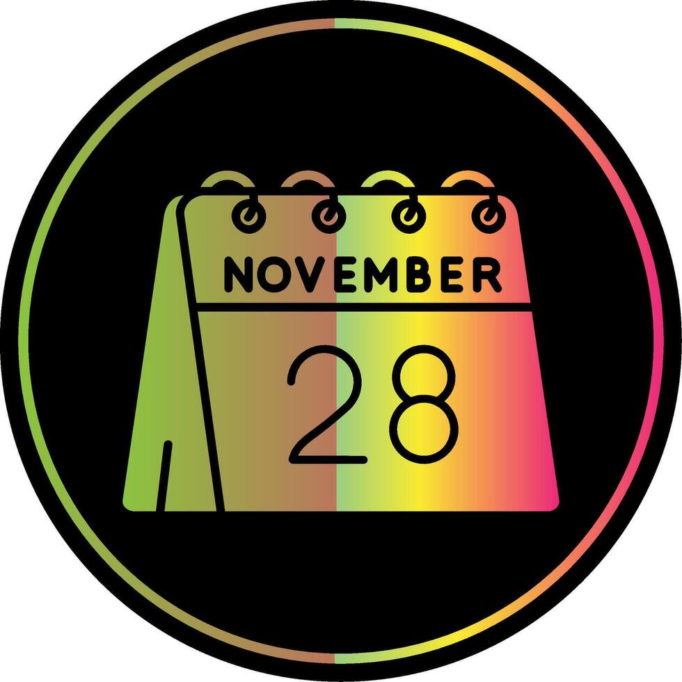 28e van november glyph ten gevolge kleur icoon vector