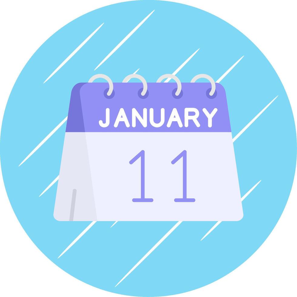 11e van januari vlak blauw cirkel icoon vector