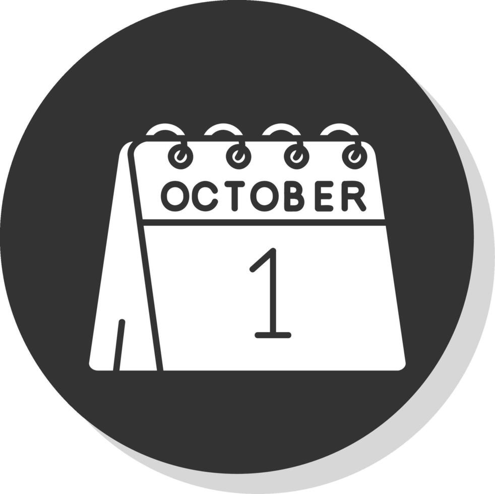 1e van oktober glyph grijs cirkel icoon vector