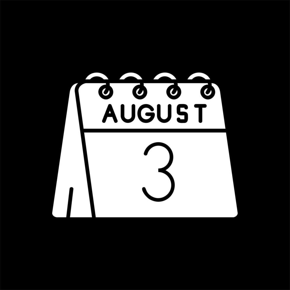 3e van augustus glyph omgekeerd icoon vector