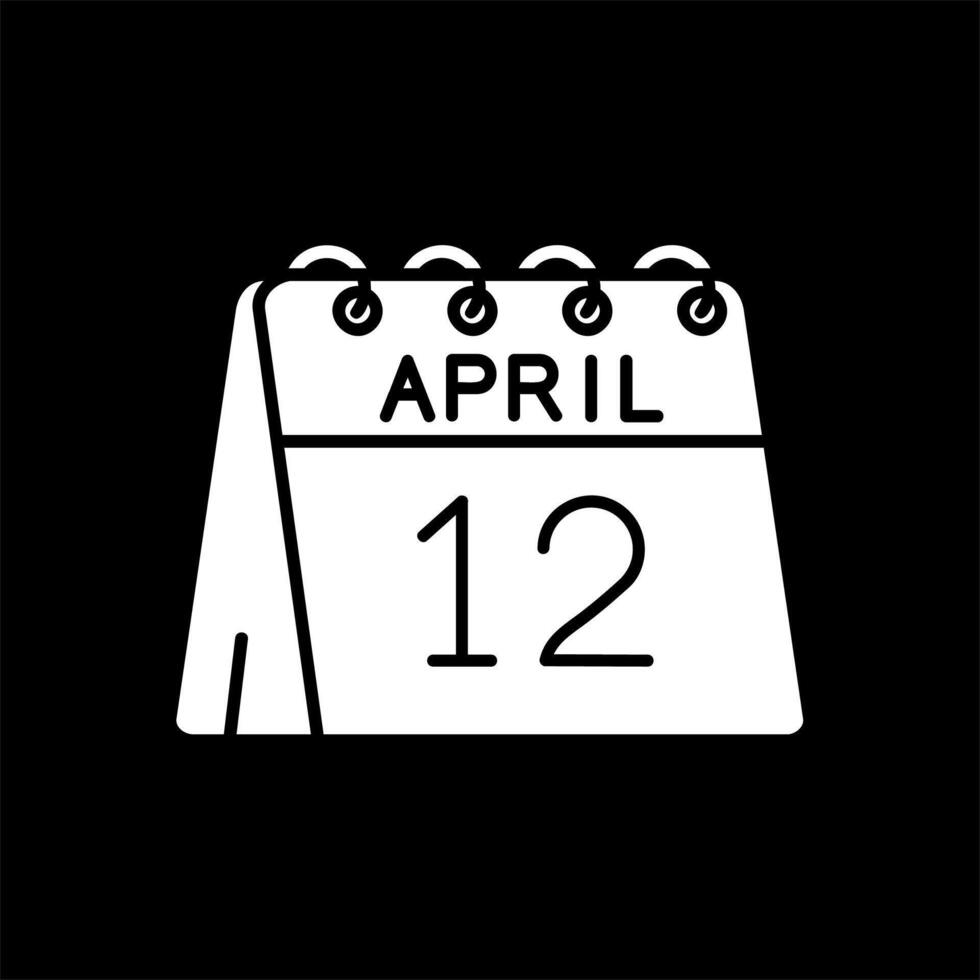 12e van april glyph omgekeerd icoon vector