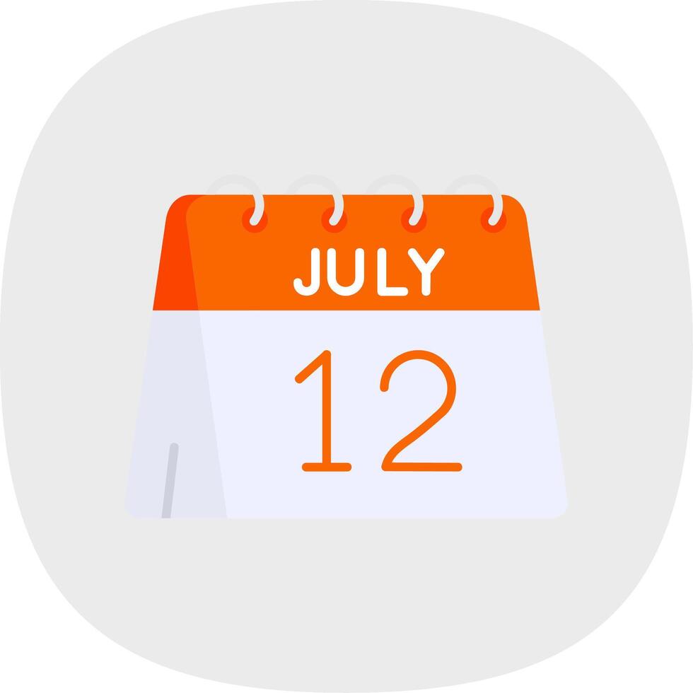 12e van juli vlak kromme icoon vector