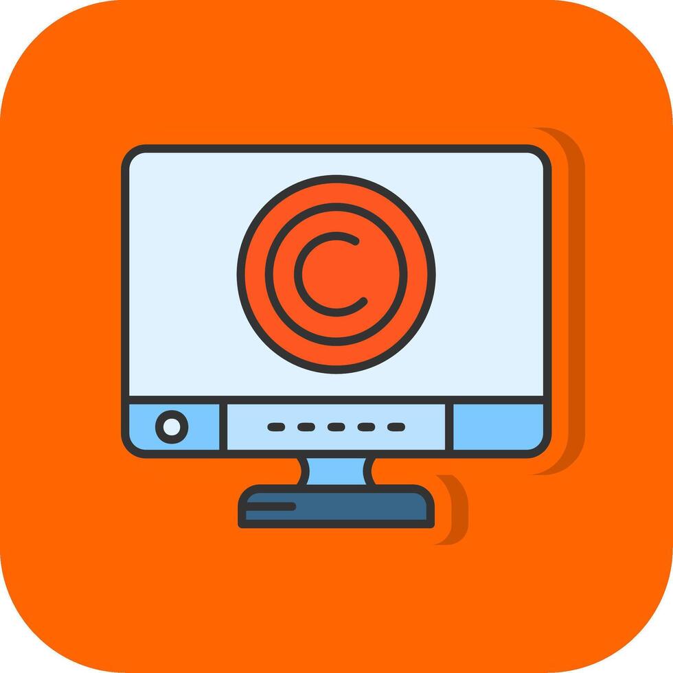 auteursrechten gevulde oranje achtergrond icoon vector