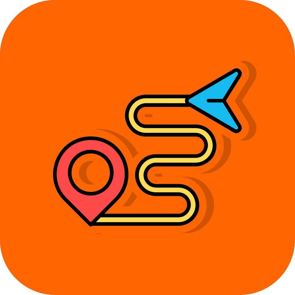 route gevulde oranje achtergrond icoon vector