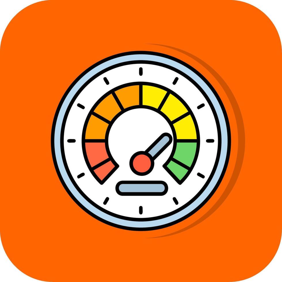 snelheidsmeter gevulde oranje achtergrond icoon vector