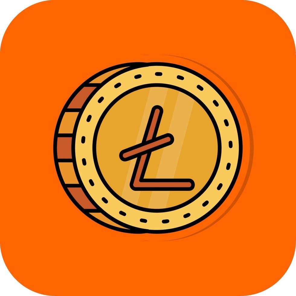 litecoin gevulde oranje achtergrond icoon vector