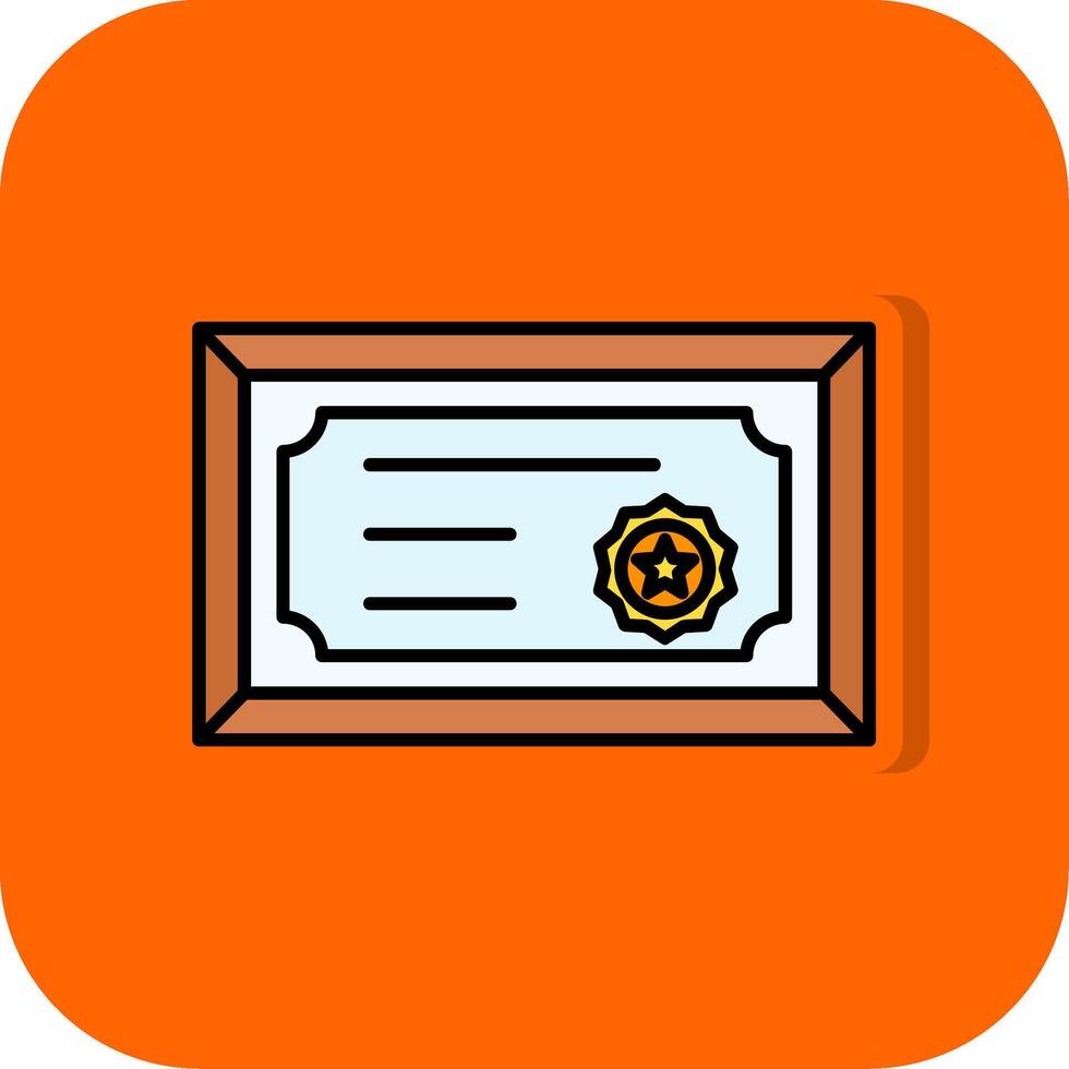 certificaat gevulde oranje achtergrond icoon vector