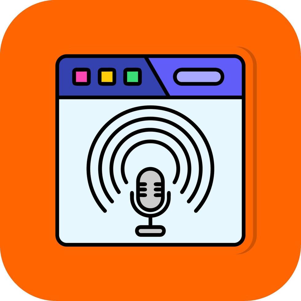 podcast gevulde oranje achtergrond icoon vector