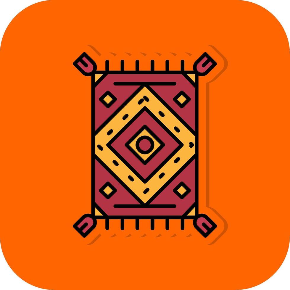 tapijt gevulde oranje achtergrond icoon vector