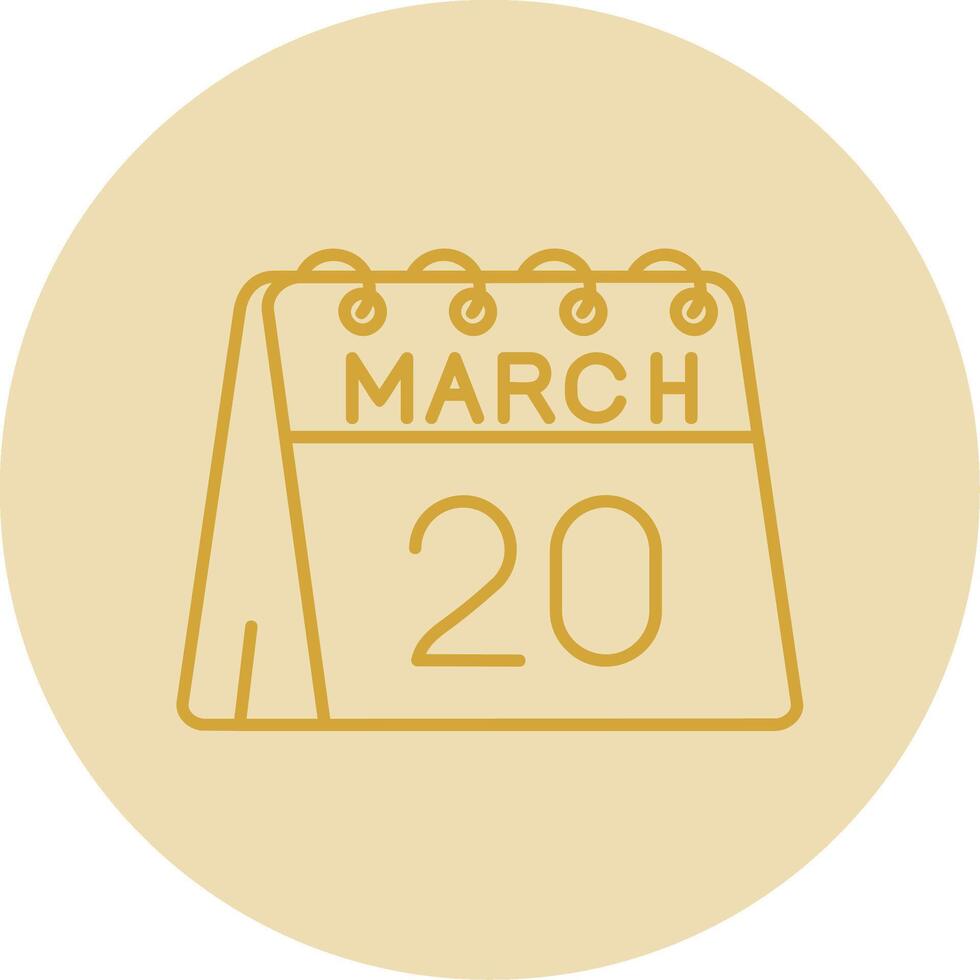 20e van maart lijn geel cirkel icoon vector
